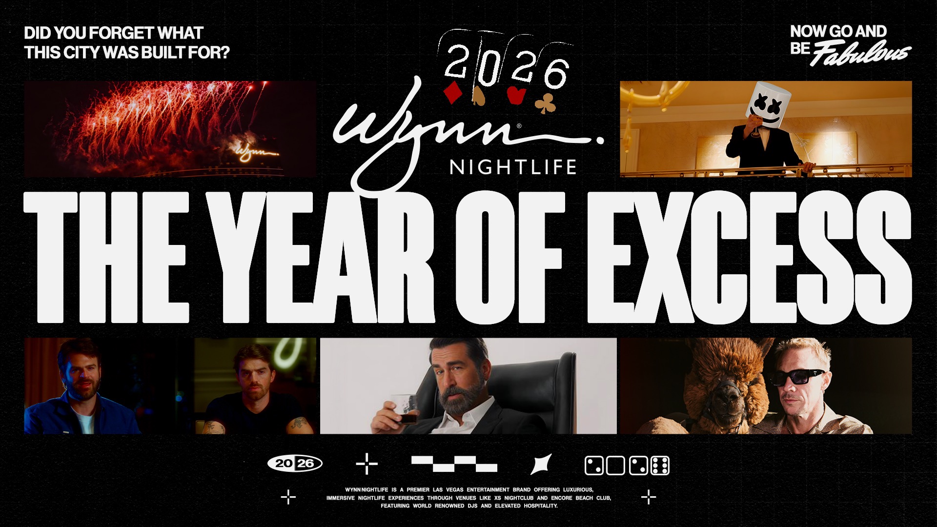 The Year of Excess 2026 campaign cover for Wynn Nightlife
